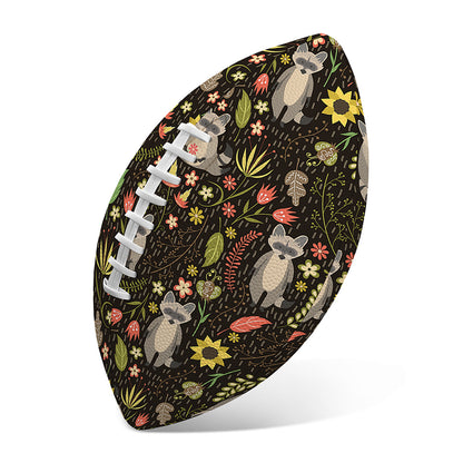 Raccoon And Floral Pattern Print Rugby Ball