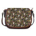 Raccoon And Floral Pattern Print Saddle Bag