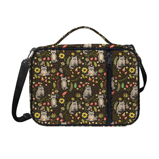 Raccoon And Floral Pattern Print Shoulder Strap Bible Bag