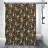 Raccoon And Floral Pattern Print Shower Curtain