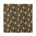 Raccoon And Floral Pattern Print Silk Bandana