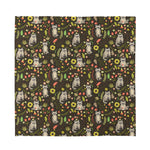 Raccoon And Floral Pattern Print Silk Bandana