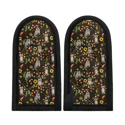 Raccoon And Floral Pattern Print Skillet Handle Cover