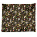 Raccoon And Floral Pattern Print Tapestry