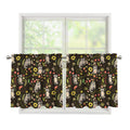 Raccoon And Floral Pattern Print Tier Curtains