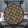 Raccoon And Floral Pattern Print Tire Cover