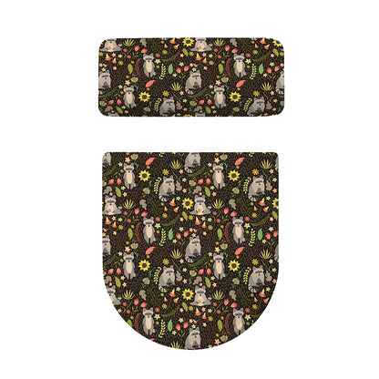 Raccoon And Floral Pattern Print Toilet Lid And Tank Cover Set