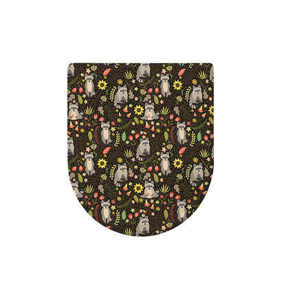 Raccoon And Floral Pattern Print Toilet Lid Cover
