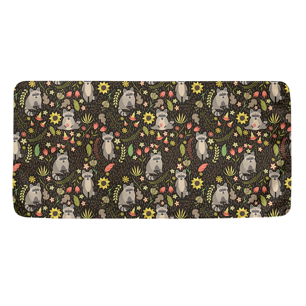 Raccoon And Floral Pattern Print Towel