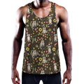 Raccoon And Floral Pattern Print Men's Workout Tank Top