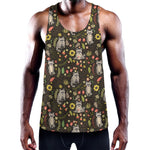 Raccoon And Floral Pattern Print Training Tank Top
