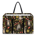 Raccoon And Floral Pattern Print Utility Tote Bag