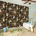 Raccoon And Floral Pattern Print Wall Sticker