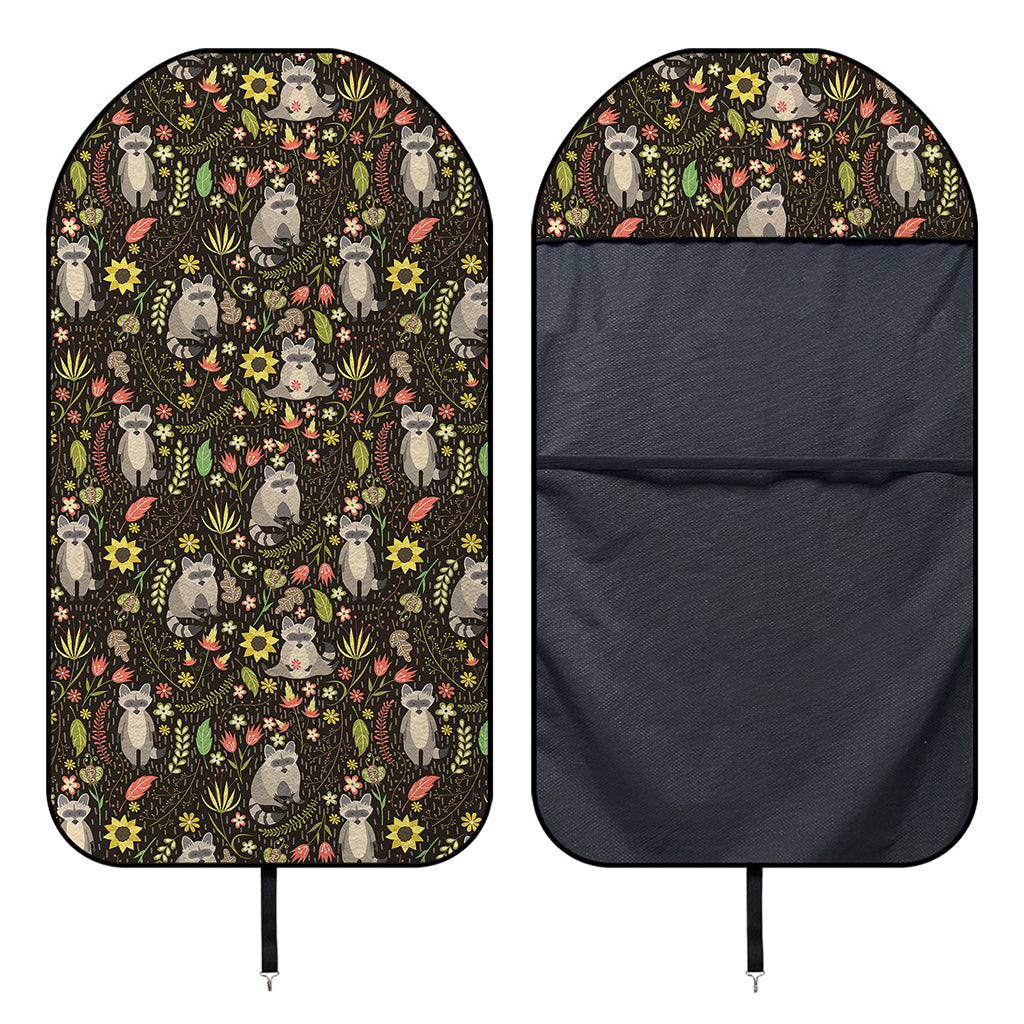 Raccoon And Floral Pattern Print Waterproof Car Seat Cover
