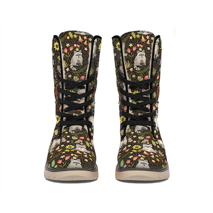 Raccoon And Floral Pattern Print Winter Boots