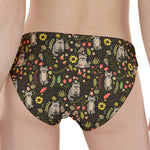 Raccoon And Floral Pattern Print Women's Panties