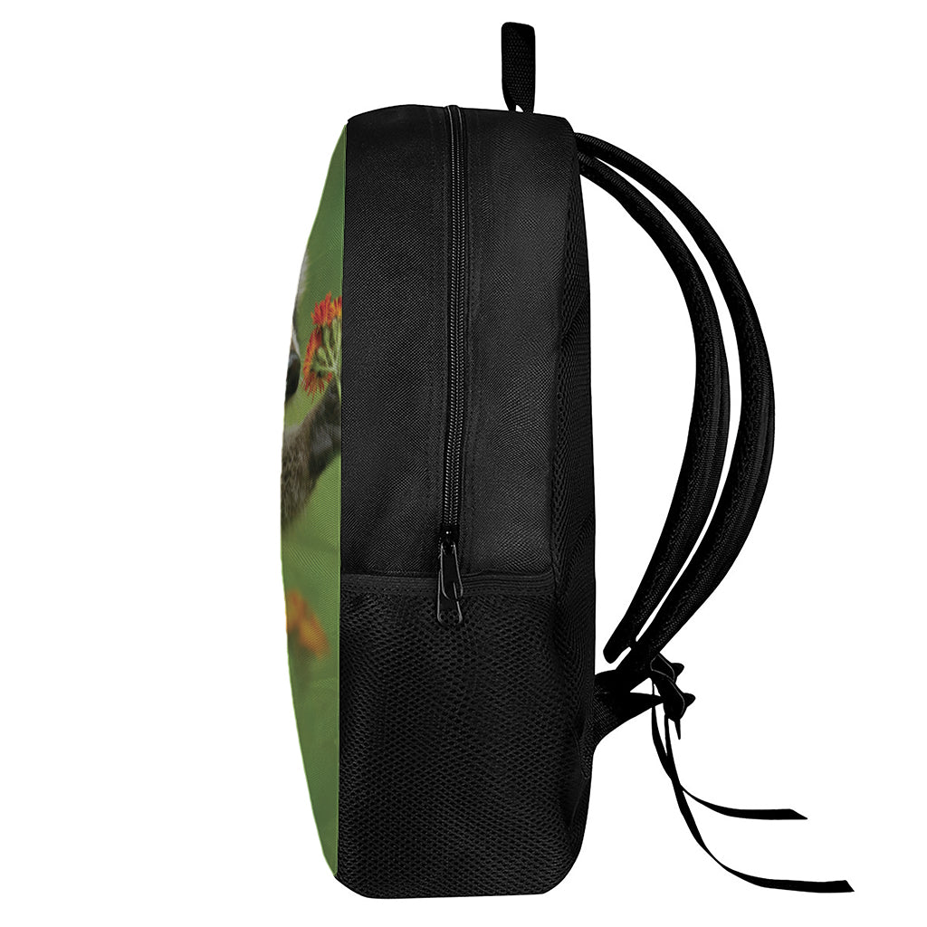 Raccoon And Flower Print 17 Inch Backpack