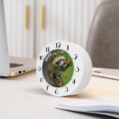 Raccoon And Flower Print Alarm Clock