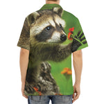 Raccoon And Flower Print Aloha Shirt