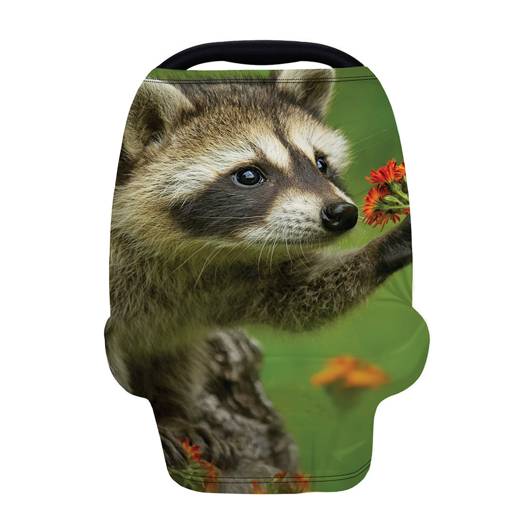 Raccoon And Flower Print Baby Seat Cover
