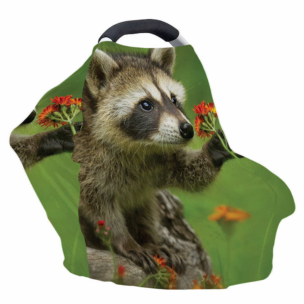 Raccoon And Flower Print Baby Seat Cover