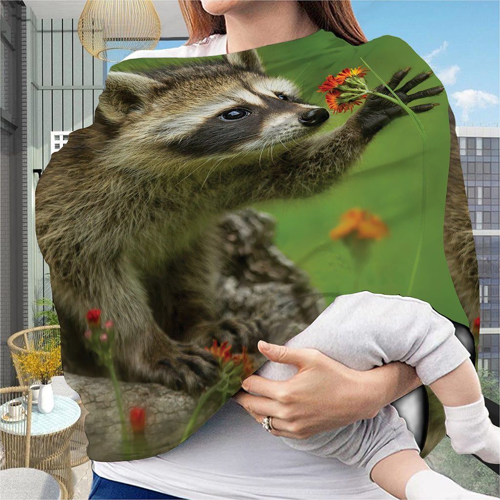 Raccoon And Flower Print Baby Seat Cover