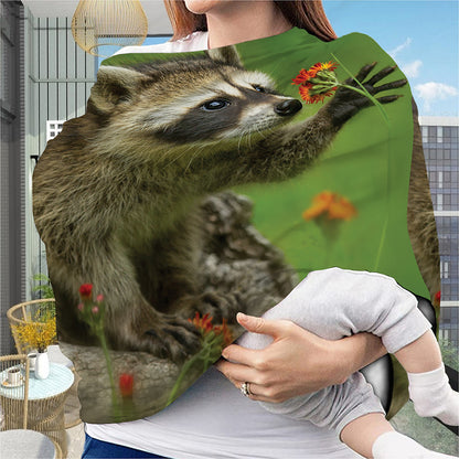 Raccoon And Flower Print Baby Seat Cover