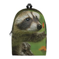 Raccoon And Flower Print School Backpack