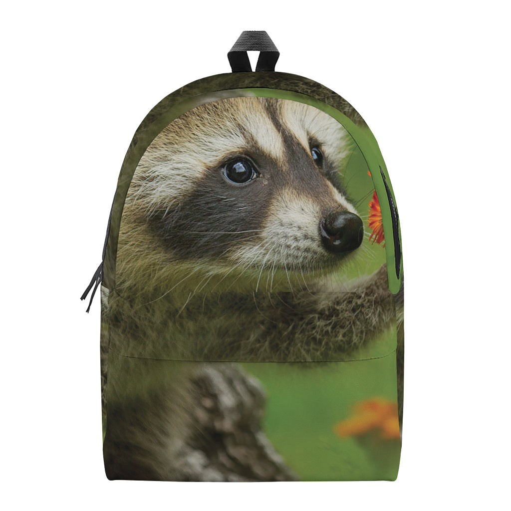 Raccoon And Flower Print Backpack
