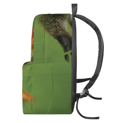 Raccoon And Flower Print Backpack
