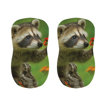 Raccoon And Flower Print Bar Stool Covers