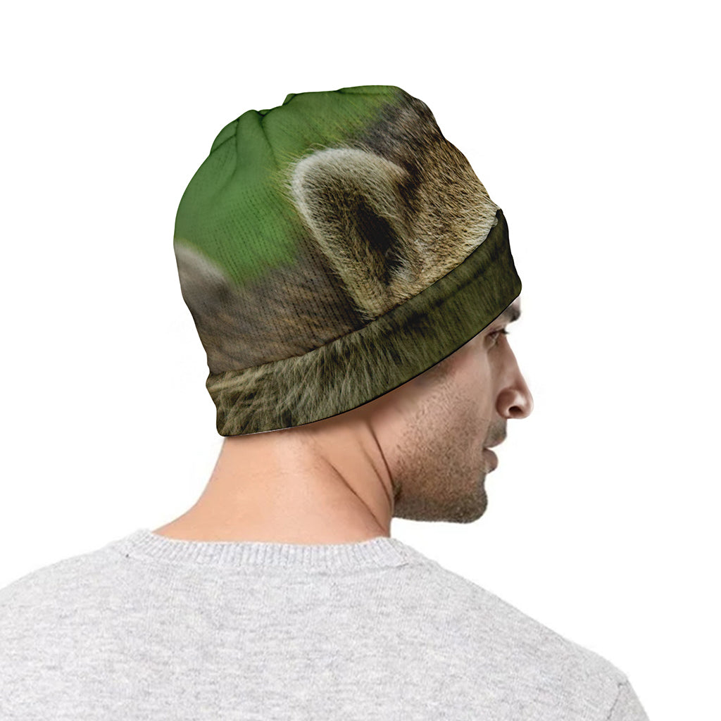 Raccoon And Flower Print Beanie