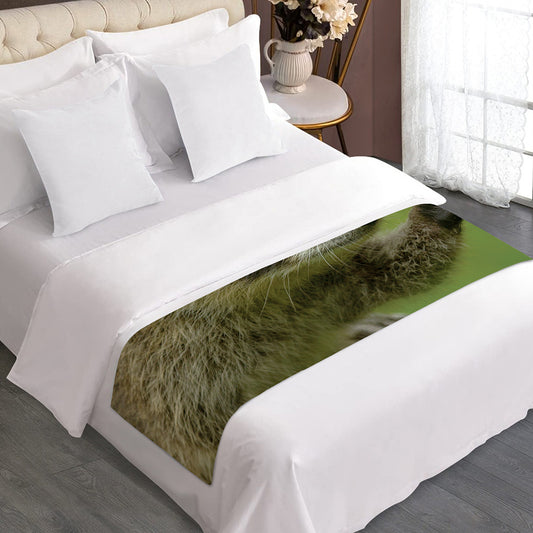 Raccoon And Flower Print Bed Runner