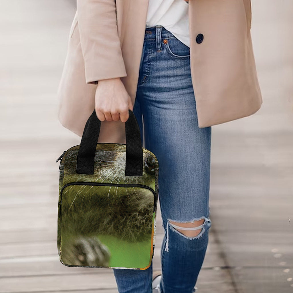 Raccoon And Flower Print Bible Tote Bag