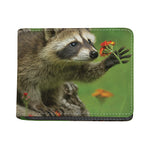 Raccoon And Flower Print Bifold Wallet