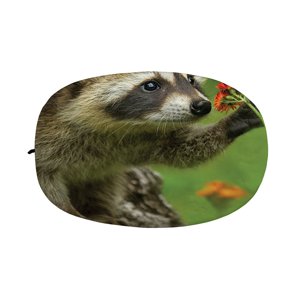 Raccoon And Flower Print Car Side Mirror Covers