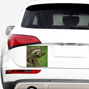 Raccoon And Flower Print Car Sticker