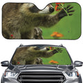 Raccoon And Flower Print Car Windshield Sun Shade