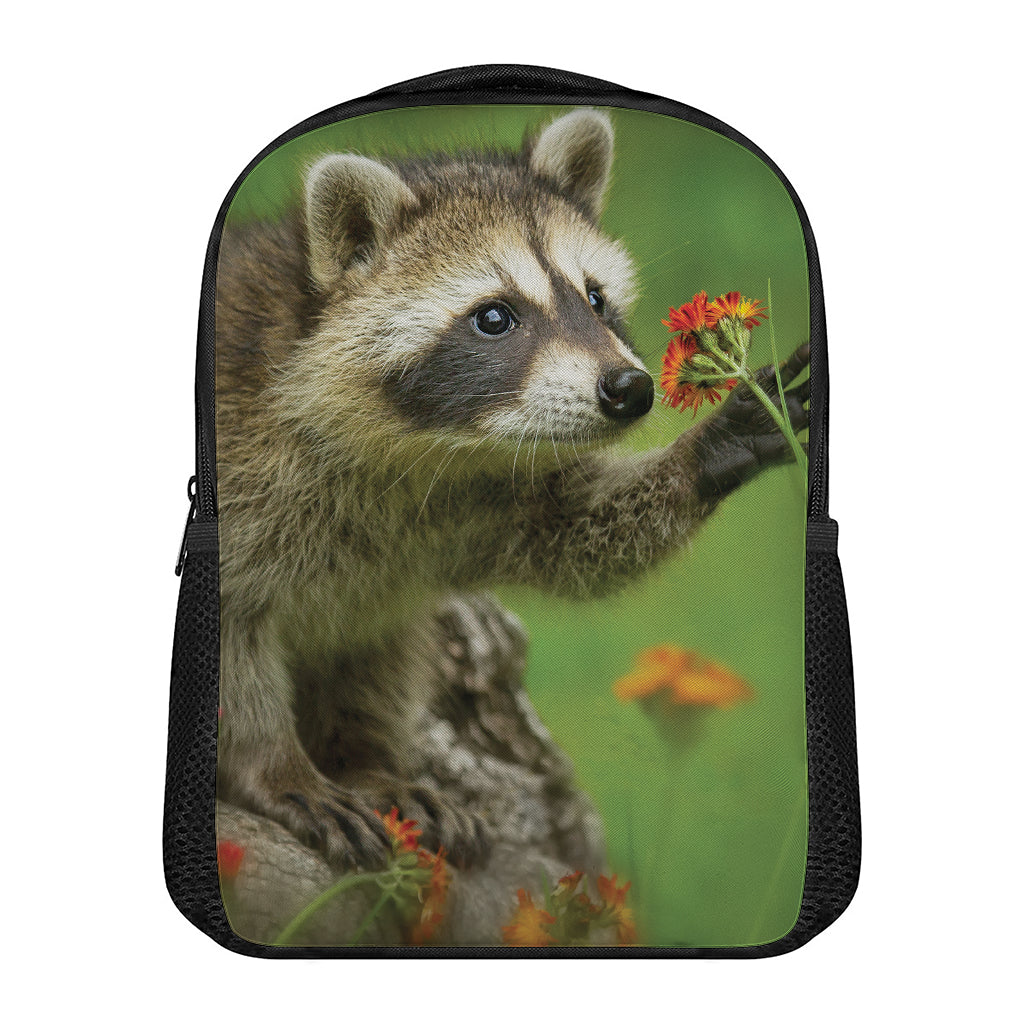 Raccoon And Flower Print Casual Backpack