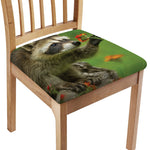 Raccoon And Flower Print Chair Cushion Cover