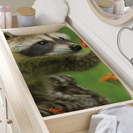 Raccoon And Flower Print Changing Pad Cover