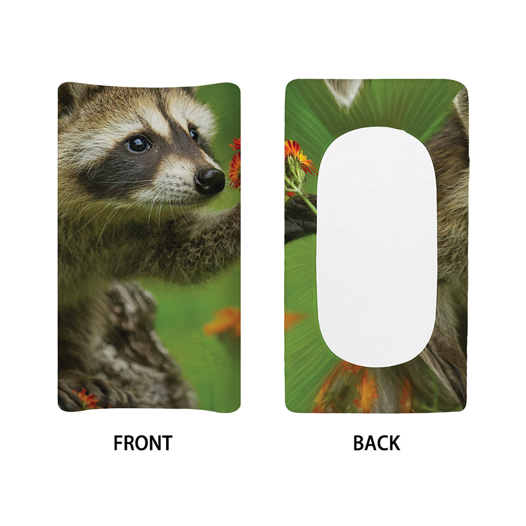 Raccoon And Flower Print Changing Pad Cover