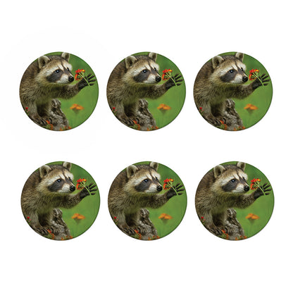 Raccoon And Flower Print Coaster Set