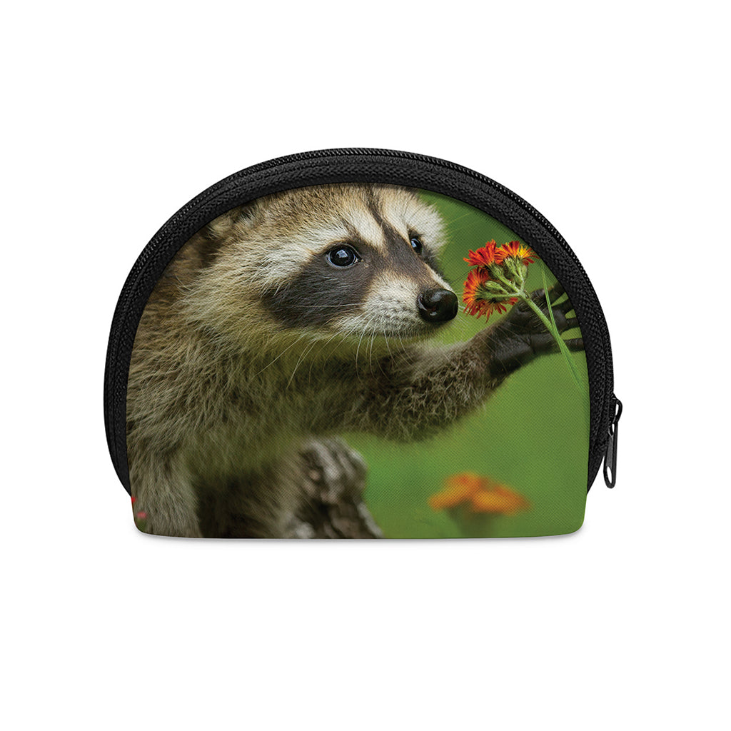 Raccoon And Flower Print Coin Purse