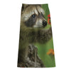 Raccoon And Flower Print Cotton Front Slit Maxi Skirt