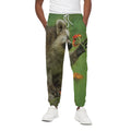 Raccoon And Flower Print Cotton Sweatpants