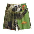 Raccoon And Flower Print Cotton Shorts