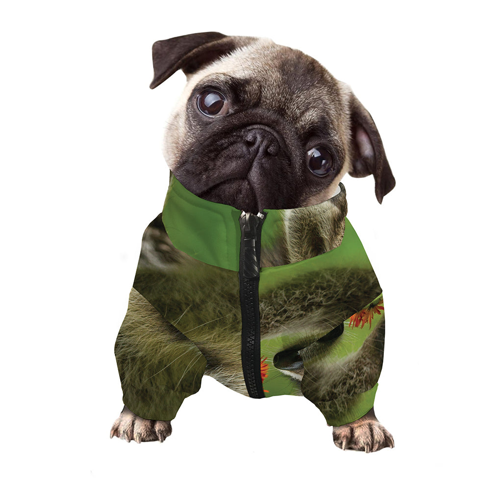 Raccoon And Flower Print Dog Zip Up Jacket