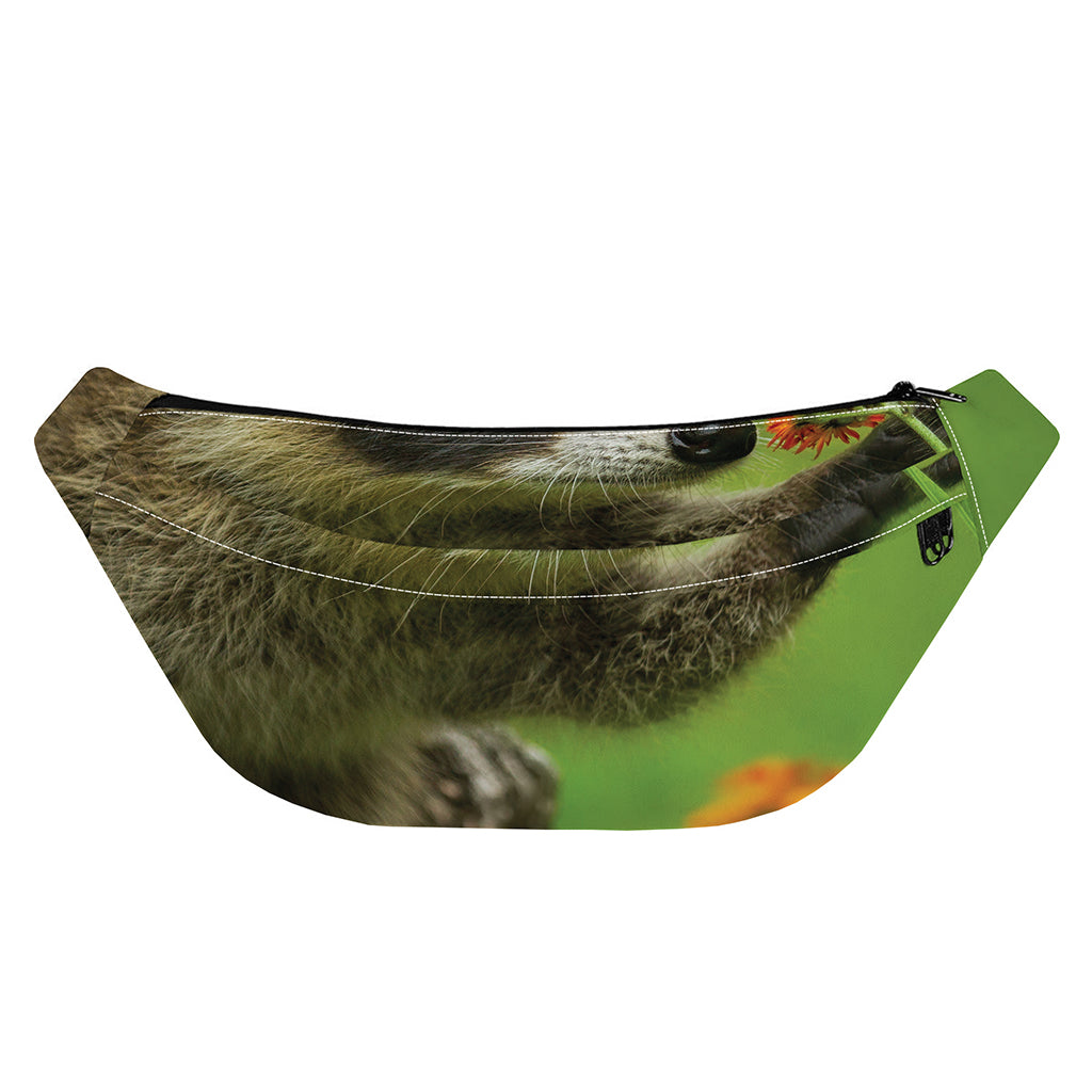 Raccoon And Flower Print Fanny Pack