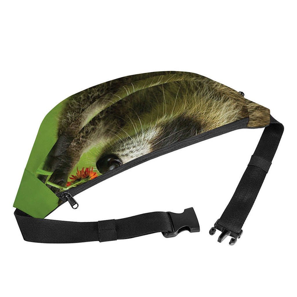 Raccoon And Flower Print Fanny Pack